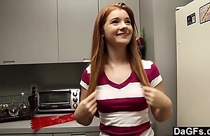 Redheaded legal age teenager gives out-and-out oral stimulation