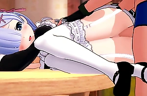 Re:Zero Rem desk doggy sex and some blowjob