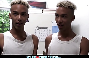 Hot skinny black twink identical twin brothers diego and dante threesome there black stepbrother eric ford relative to family kitchen