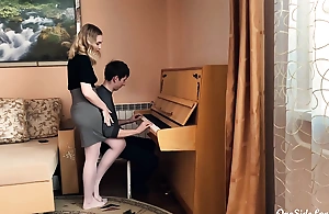 Instructor on the piano deep sucking unearth student increased by shacking up