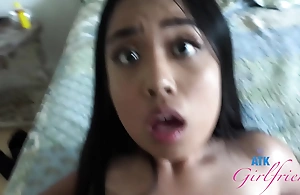 Vietnamese/Cambodian girl gives epic footjob rides horseshit and fucks it with her tits! Luna Mills POV