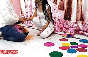 Holi special: Indian Priya had great fun with step brother not susceptible Holi set-to