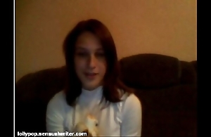 Russian legal age teenager sucks banana not susceptible webcam, softcore